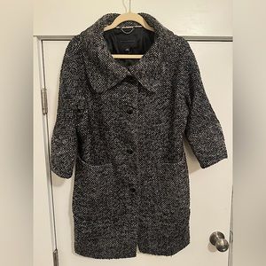 Banana Republic Textured Tweed Wool Button Down Long Size XS Coat Jacket